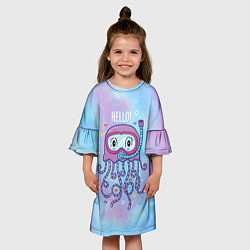 Платье клеш для девочки Милый Осьминог, цвет: 3D-принт — фото 2