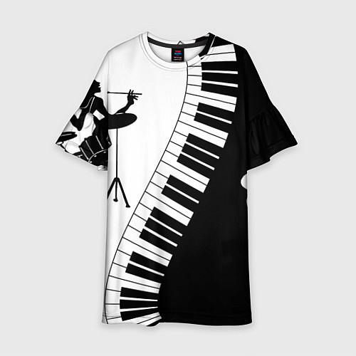 Детское платье Черно Белое пианино / 3D-принт – фото 1