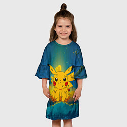 Платье клеш для девочки Жидкий Пикачу, цвет: 3D-принт — фото 2