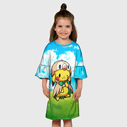 Платье клеш для девочки Пикачу совенок, цвет: 3D-принт — фото 2