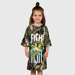 Платье клеш для девочки Рыблака камуфляж, цвет: 3D-принт — фото 2