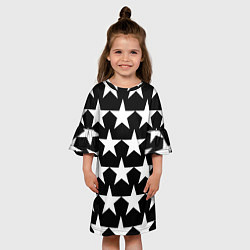 Платье клеш для девочки Белые звёзды на чёрном фоне 2, цвет: 3D-принт — фото 2