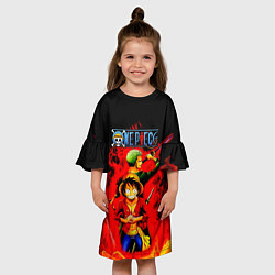 Платье клеш для девочки Зоро и Луффи в огне One Piece, цвет: 3D-принт — фото 2