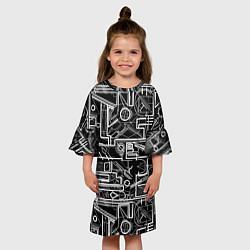 Платье клеш для девочки Белые абстрактные линии, цвет: 3D-принт — фото 2