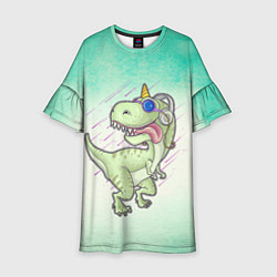 Платье клеш для девочки Дино, цвет: 3D-принт