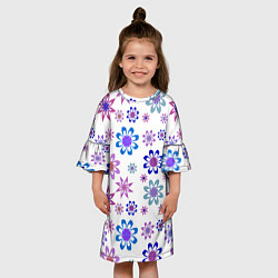 Платье клеш для девочки Паттерн цветы, цвет: 3D-принт — фото 2