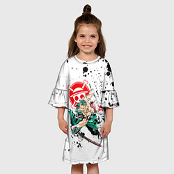 Платье клеш для девочки Ророноа Зоро пират Соломенной Шляпы, цвет: 3D-принт — фото 2