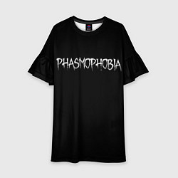 Платье клеш для девочки Phasmophobia logo, цвет: 3D-принт