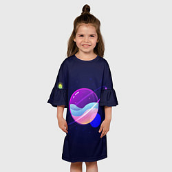 Платье клеш для девочки Галактический оттенок, цвет: 3D-принт — фото 2