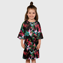 Платье клеш для девочки Гранжевый абстрактный узор, цвет: 3D-принт — фото 2