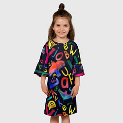 Платье клеш для девочки Буквы английского алфавита, цвет: 3D-принт — фото 2
