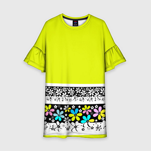 Детское платье Яркий цветочный узор / 3D-принт – фото 1