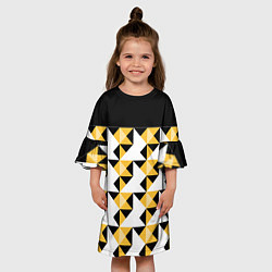 Платье клеш для девочки Черно-желтый геометрический, цвет: 3D-принт — фото 2