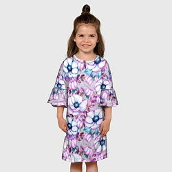 Платье клеш для девочки Анемоны - цветочный ковер, цвет: 3D-принт — фото 2
