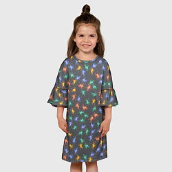 Платье клеш для девочки Аксолотль паттерн, цвет: 3D-принт — фото 2