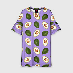 Платье клеш для девочки Авокадо паттерн, цвет: 3D-принт