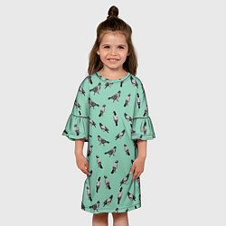 Платье клеш для девочки Голуби на зеленом, цвет: 3D-принт — фото 2