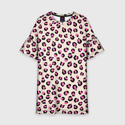 Платье клеш для девочки Леопардовый принт розовый, цвет: 3D-принт