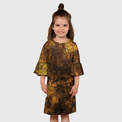 Платье клеш для девочки Желто-черная текстура камня, цвет: 3D-принт — фото 2