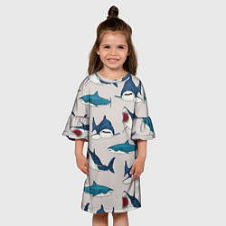 Платье клеш для девочки Кровожадные акулы паттерн, цвет: 3D-принт — фото 2