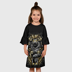 Платье клеш для девочки Золотой лев, цвет: 3D-принт — фото 2