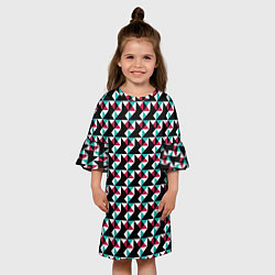 Платье клеш для девочки Красно-черный абстрактный узор, цвет: 3D-принт — фото 2