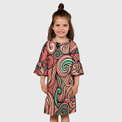 Платье клеш для девочки Алые листья, цвет: 3D-принт — фото 2