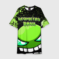 Платье клеш для девочки Geometry Dash: Green Evil, цвет: 3D-принт