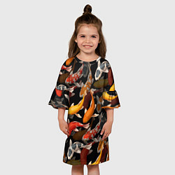 Платье клеш для девочки Карпы кои Японские карпы, цвет: 3D-принт — фото 2