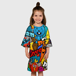 Платье клеш для девочки LOVE PEACE PARTY Z, цвет: 3D-принт — фото 2