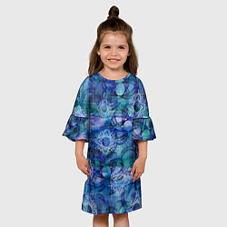 Платье клеш для девочки Абстракция - акварельный узор, цвет: 3D-принт — фото 2