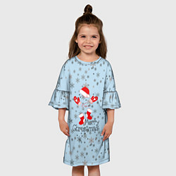 Платье клеш для девочки Рождественская метель, цвет: 3D-принт — фото 2