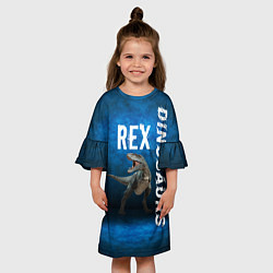 Платье клеш для девочки Dinosaurs Rex 3D, цвет: 3D-принт — фото 2