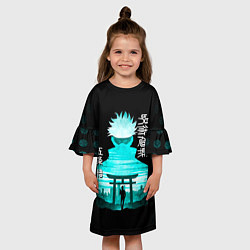 Платье клеш для девочки Годжо Сатору Магическая битва, цвет: 3D-принт — фото 2