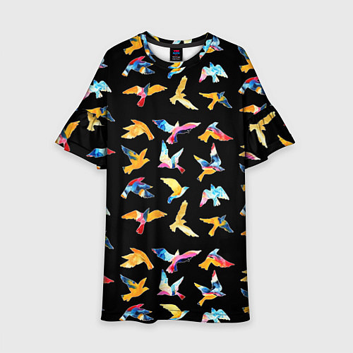 Детское платье Акварельные птица / 3D-принт – фото 1