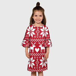 Платье клеш для девочки Рождественские олени, цвет: 3D-принт — фото 2