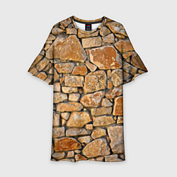 Платье клеш для девочки Каменная стена, цвет: 3D-принт
