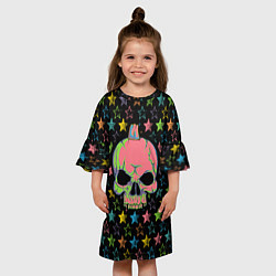 Платье клеш для девочки Звездный череп, цвет: 3D-принт — фото 2