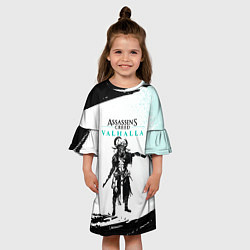 Платье клеш для девочки АССАСИН КРИД ASSASSINS CREED VALHALLA Z, цвет: 3D-принт — фото 2
