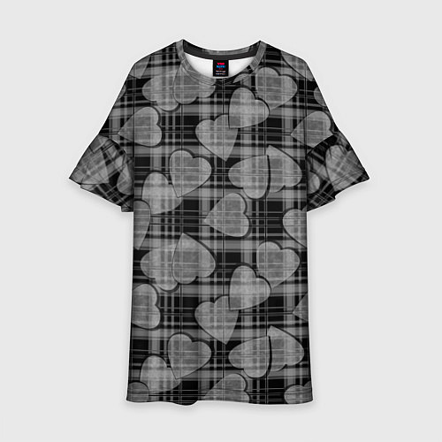 Детское платье Черно-серый клетчатый узор / 3D-принт – фото 1
