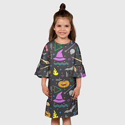 Платье клеш для девочки Уютный Halloween, цвет: 3D-принт — фото 2