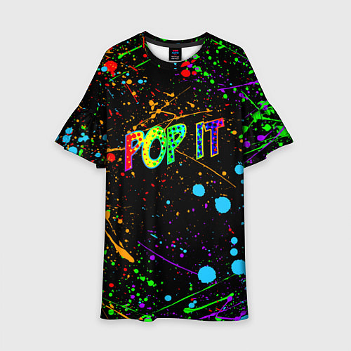 Детское платье POP IT CRAZY BRUSHES ПОП ИТ БРЫЗГИ КРАСОК / 3D-принт – фото 1