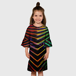 Платье клеш для девочки Неоновый угол, цвет: 3D-принт — фото 2