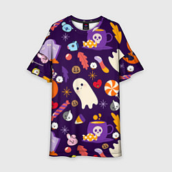 Платье клеш для девочки HALLOWEEN BTS BT21 PATTERN БТ21 БТС ХЕЛЛОУИН, цвет: 3D-принт