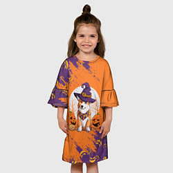 Платье клеш для девочки Корги на хэллоуине, цвет: 3D-принт — фото 2
