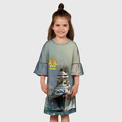 Платье клеш для девочки ВМФ Военно-Морской Флот, цвет: 3D-принт — фото 2