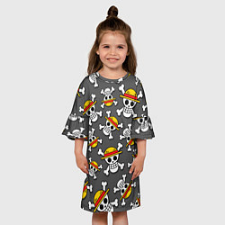 Платье клеш для девочки Ван-Пис, Мугивара узор, цвет: 3D-принт — фото 2