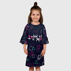 Платье клеш для девочки Игра в кальмара, цвет: 3D-принт — фото 2