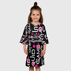 Платье клеш для девочки SQUID GAME ЛОГО PINK, цвет: 3D-принт — фото 2
