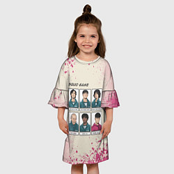 Платье клеш для девочки Игра в кальмара: Персонажи, цвет: 3D-принт — фото 2
